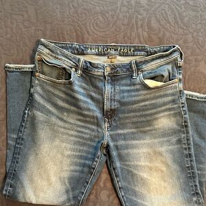 American Eagle Outfitters Blue Relaxed Denim with Natural Fading